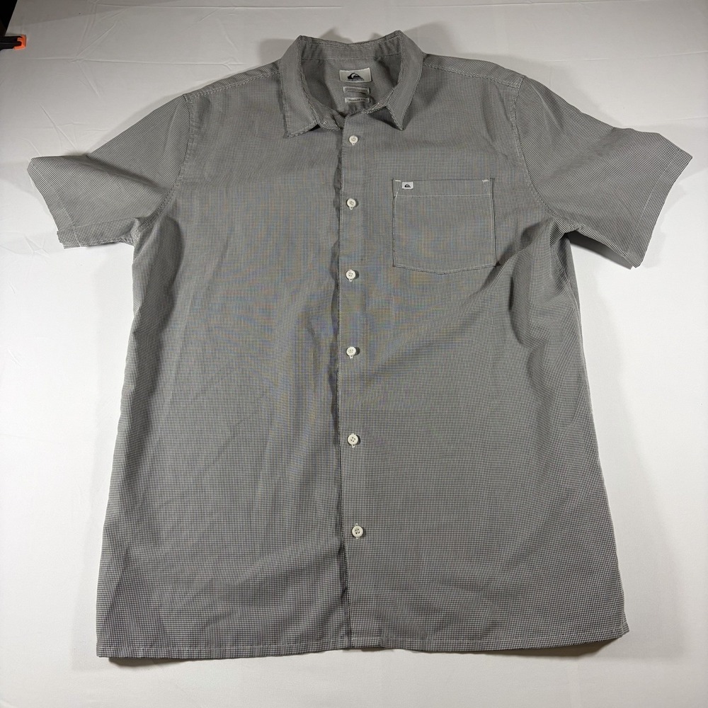 Quicksilver Regular Fit Shirt Mens Large Short Sleeve Button Up Gray